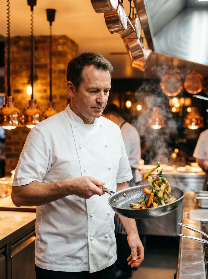 James Harrington — Jefe de cocina, 15 años · The Copper Elm, Londres